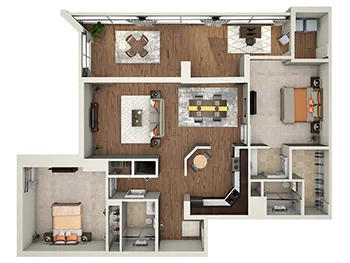 The Windmill two bedroom, two bathroom floor plan at Village on the Green Senior Living Community