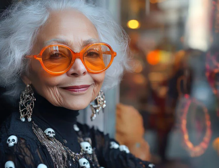 Stylish Senior Woman with City Window.