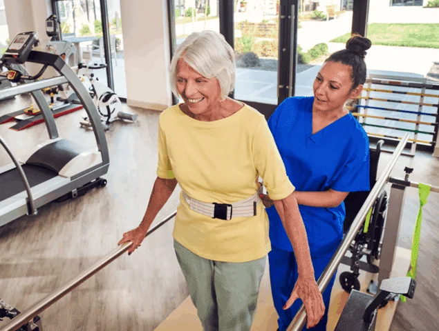 resident rehabbing with the assistance of a specialist