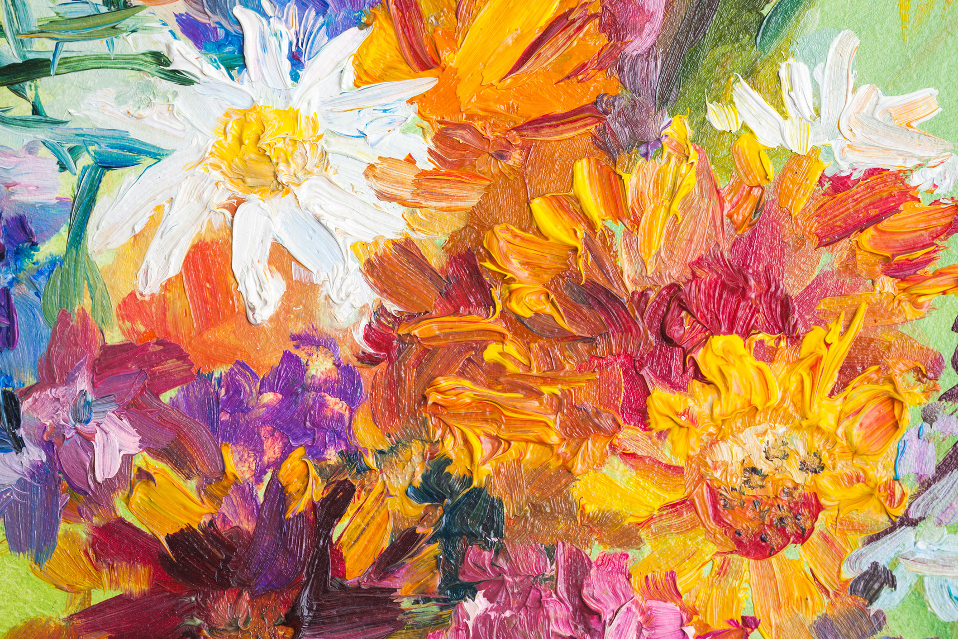 oil painting of colorful flowers