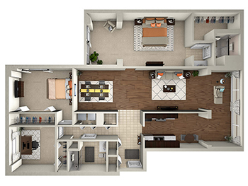 Royal With Den floor plan at Village on the Green Senior Living Community