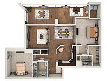 "The Windmill" two bedroom, two bathroom floor plan at Village on the Green Senior Living Community